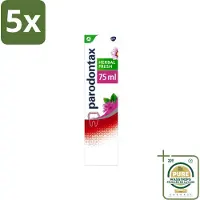 Parodontax 5 x - Tandpasta - Herbal Fresh - Bergamot & Mint - 75ml - Wasstrips - Tandvleesgezondheid - Bloedend Tandvlees - Tandpasta - Kruidenextracten - Bergamot