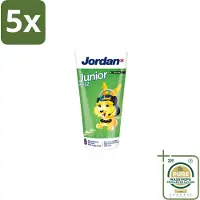 Jordan 5 x - Junior - Tandpasta - 6-12 jaar - 50 ml - Wasstrips - Tandpasta Voor Kinderen - Tandpasta 6-12 Jaar - Fluoride 1450 Ppm - Wisselgebit Bescherming - Blijvende Tanden