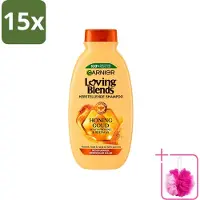 Garnier 15 x - Loving Blends - Shampoo - Honing Goud - Beschadigd & Breekbaar Haar - 300 ml - Bulkverpakking - Haar herstellen - Douchemop - Haar beschermen
