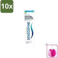 Sensodyne 10 x - Tandpasta - Gentle Whitening - Milde Reiniging - 75 ml - Bulkverpakking - Gevoelige tanden - Douchemop - Tandpasta