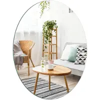 Merkloos Omgoods - Oval Bathroom Mirror 50 x 40 cm, Zelfklevende Wandspiegel zonder Frame