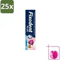 Fixodent 25 x Plus – Kleefcrème – Food Barrier – Frisse Smaak – 40 g - Bulkverpakking - Kleefpasta kunstgebit - Douchemop - Voedselbarrière kunstgebit