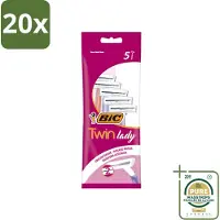 BIC 20 x - Twin Lady - Scheermesjes - Dubbel Mesje - Wegwerpmesjes - 5 Scheermesjes - Wasstrips - Scheermesjes - Wegwerpmesjes - Dubbel Mesje - Scheermesje - Vrouwelijke Scheermesjes