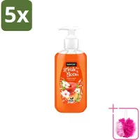Sence 5 x – Handzeep – Splash To Bloom Peach – 500 ml - Bulkverpakking - Handzeep - Douchemop - Perzikgeur