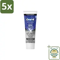 Oral-B 5 x - 3D White Houtskool - Tandpasta - Whitening & Diepreinigend - 75 ml - Wasstrips - Tandpasta Whitening - Houtskool Tandpasta - Witte Tanden - Glimlach Witter Maken - Vlekken Verwijderen
