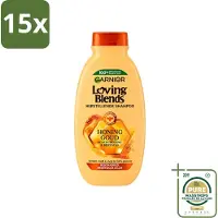 Garnier 15 x - Loving Blends - Shampoo - Honing Goud - Beschadigd & Breekbaar Haar - 300 ml - Wasstrips - Beschadigd Haar - Breekbaar Haar - Honing Shampoo - Haar Herstellen - Haar Beschermen