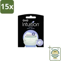 Wilkinson 15 x – Scheermesjes – Intuition Dry Skin Coconut Milk & Almond Oil – 3 Scheermesjes - Wasstrips - Scheermesjes - Droge Huid - Kokosmelk - Amandelolie - Huidverzorging