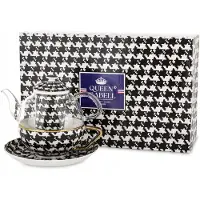 Queen Isabell Tea for One Porseleinen Theepot met Kop en Schotel - Vrouwelijk Design