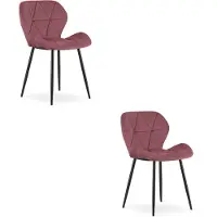 Leobert Chaise - - Mango - Donkerroze fluweel / Zwarte poten - Set van 2