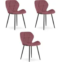 Leobert Chaise - - Mango - Donkerroze fluweel / Zwarte poten - Set van 3