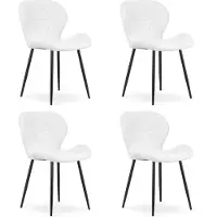 Leobert Chaise longue - - Mango - Kunstleer, wit/poten zwart - Set van 4