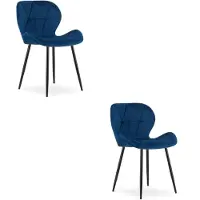 Leobert Chaise - - Mango - Fluwelen bekleding, marineblauw/Zwarte poten - Set van 2