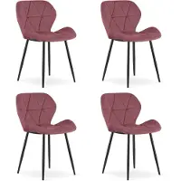 Leobert Chaise - - Mango - Donkerroze fluweel / Zwarte poten - Set van 4