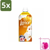 Lenor 5 x - Wasverzachter - Amber & Orchidee - Fris & Zacht - 87 Wasbeurten - Bulkverpakking - Wasverzachter - Douchemop - Geur