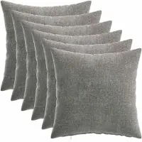 vidaXL Kussensloop 6 st HEERLEN Donkergrijs 30 x 30 cm Chenille Stof