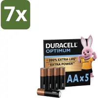 Duracell 7 x Optimum – Alkaline Batterijen AA – LR6 1,5V – 5-pack - AA Batterijen - Alkaline Batterijen - Digitale Camera - Gamecontroller - Xbox