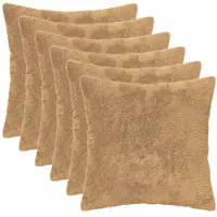 vidaXL Kussensloop 6 st HEERLEN Taupe 40 x 40 cm Nep Konijnenbont