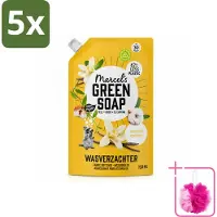 Marcel's Green Soap 5 x - Wasverzachter - Navulling - Katoen & Vanille - Zachte frisheid- 30 Wasbeurten - 750 ml - Bulkverpakking - Wasverzachter - Douchemop - Wasgoed zachter maken