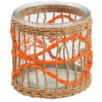Countryfield waxinelichthouder kleurrijk kunststof rond 12x12cm decoratie.