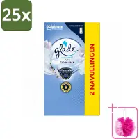 Glade 25 x - Touch & Fresh Navulling - Pure Clean Linen - 2 × 10 ml - Bulkverpakking - Navulling - Douchemop - Geur