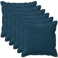 vidaXL Kussensloop 6 st HOUTEN Blauw 35 x 35 cm Fluweel