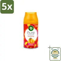 Air Wick 5 x – Luchtverfrisser Navulling – Island Mango – 250 ml - Wasstrips - Luchtverfrisser - Geur - Tropisch - Mango - Fris