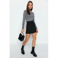 Trendyol TRENDYOLMİLLA Dames Zwart Effen Kort / Mini Taille Elastisch Kokerrok- rok Rokken