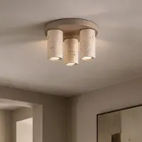 LumenXL Plafondlamp Cova met drie spots in travertinlook - zandbeige