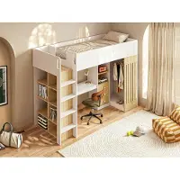 Vente-unique Hoogslaper hout natuurlijk licht, wit 90 x 190 cm