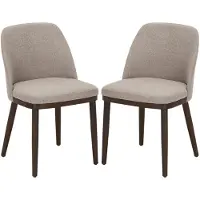 COLAMY 2-delige set eetkamerstoelen – Designstoelen met stoffen bekleding en massief houten poten, ideaal voor de woonkamer, keuken of eetkamer – Bruin