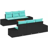 vidaXL Tuinset met 7 zitplaatsen, zwart, van polyrotan