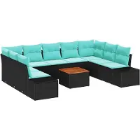 vidaXL Tuinbank Set 10 st Zwart en turkoois