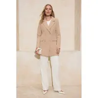 Trendyol Modest Dames Beige Effen Lang Regular fit Modest Blazers