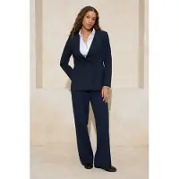 Trendyol TRENDYOLMİLLA Dames Donkerblauw Effen Lang Regular fit Blazers