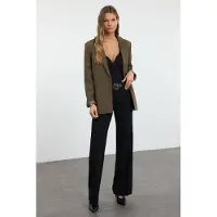 Trendyol TRENDYOLMİLLA Dames Kaki Effen Lang Regular fit Blazers