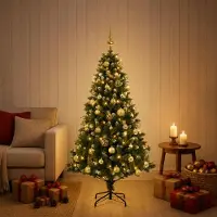 vidaXL Kunstkerstboom met Ballen 150 cm 150 LED's Warmwit