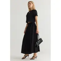 Trendyol TRENDYOLMİLLA Dames Zwart Effen Midi Uitlopend rok Skater Rokken