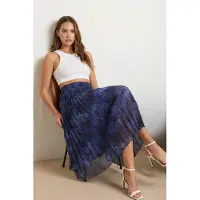 Trendyol TRENDYOLMİLLA Dames Donkerblauw Stippen Midi Skater Rokken