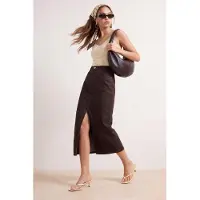 Trendyol TRENDYOLMİLLA Dames Bruin Effen Midi Kokerrok- rok Kokerrok- rok Rokken