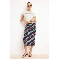 Trendyol TRENDYOLMİLLA Dames Meerkleurig Gestreept Midi Kokerrok- rok Rokken