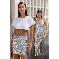 Trendyol TRENDYOLMİLLA Dames Zilverkleurig Effen Extra Kort / Super Mini Bodycon Kokerrok- rok Rokken