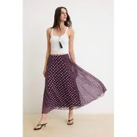 Trendyol TRENDYOLMİLLA Dames Bordeaux Geruit Midi A-lijn Rokken
