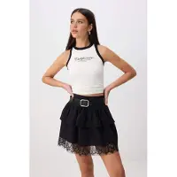 Trendyol TRENDYOLMİLLA Dames Zwart Effen Kort / Mini Skater Rokken