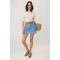 Trendyol TRENDYOLMİLLA Dames Blauw Geborduurd Extra Kort / Super Mini Rokken