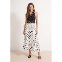Trendyol TRENDYOLMİLLA Dames Wit Stippen Maxi A-lijn Rokken