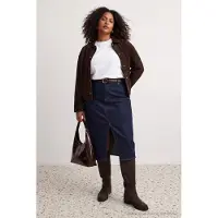 Trendyol Dames Donkerblauw Effen Maxi Kokerrok- rok Grote maten Rokken