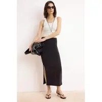 Trendyol TRENDYOLMİLLA Dames Zwart Effen Maxi Taille Elastisch Kokerrok- rok Rokken