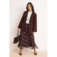 Trendyol Modest Dames Meerkleurig Ruitpatroon Maxi A-lijn Modest Rokken
