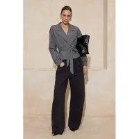 Trendyol TRENDYOLMİLLA Dames Grijs Effen Lang Regular fit Blazers