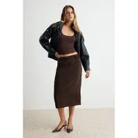 Trendyol TRENDYOLMİLLA Dames Bruin Effen Midi Kokerrok- rok Rokken